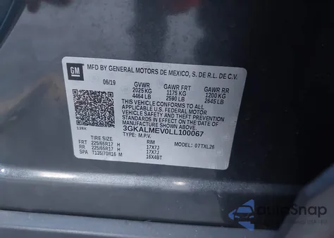 2020 GMC Terrain Fwd Sle z USA, uszkodzony, nr VIN 3GKALMEV0LL100067